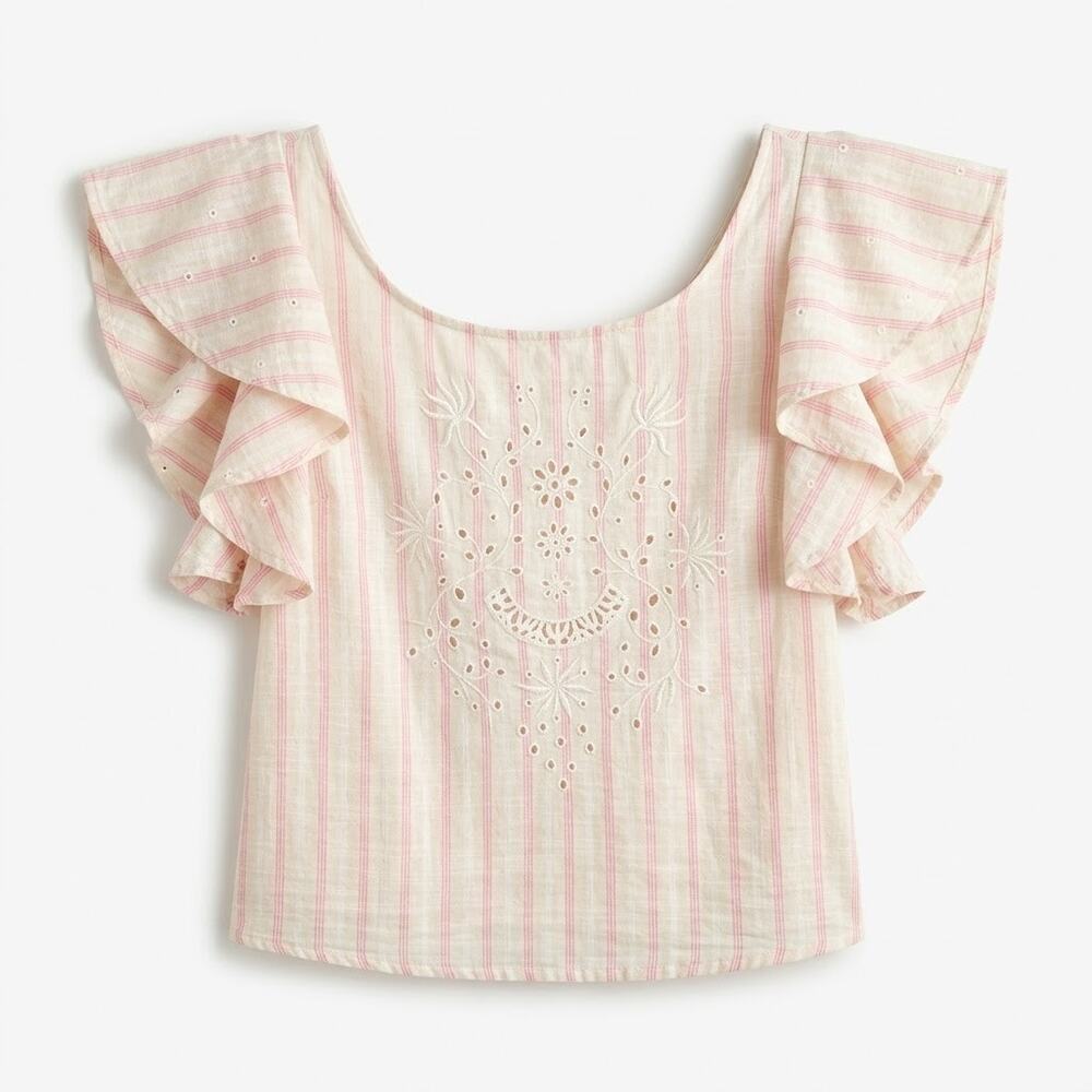 Love Shack Fancy Stripe Ruffle Top Size Small